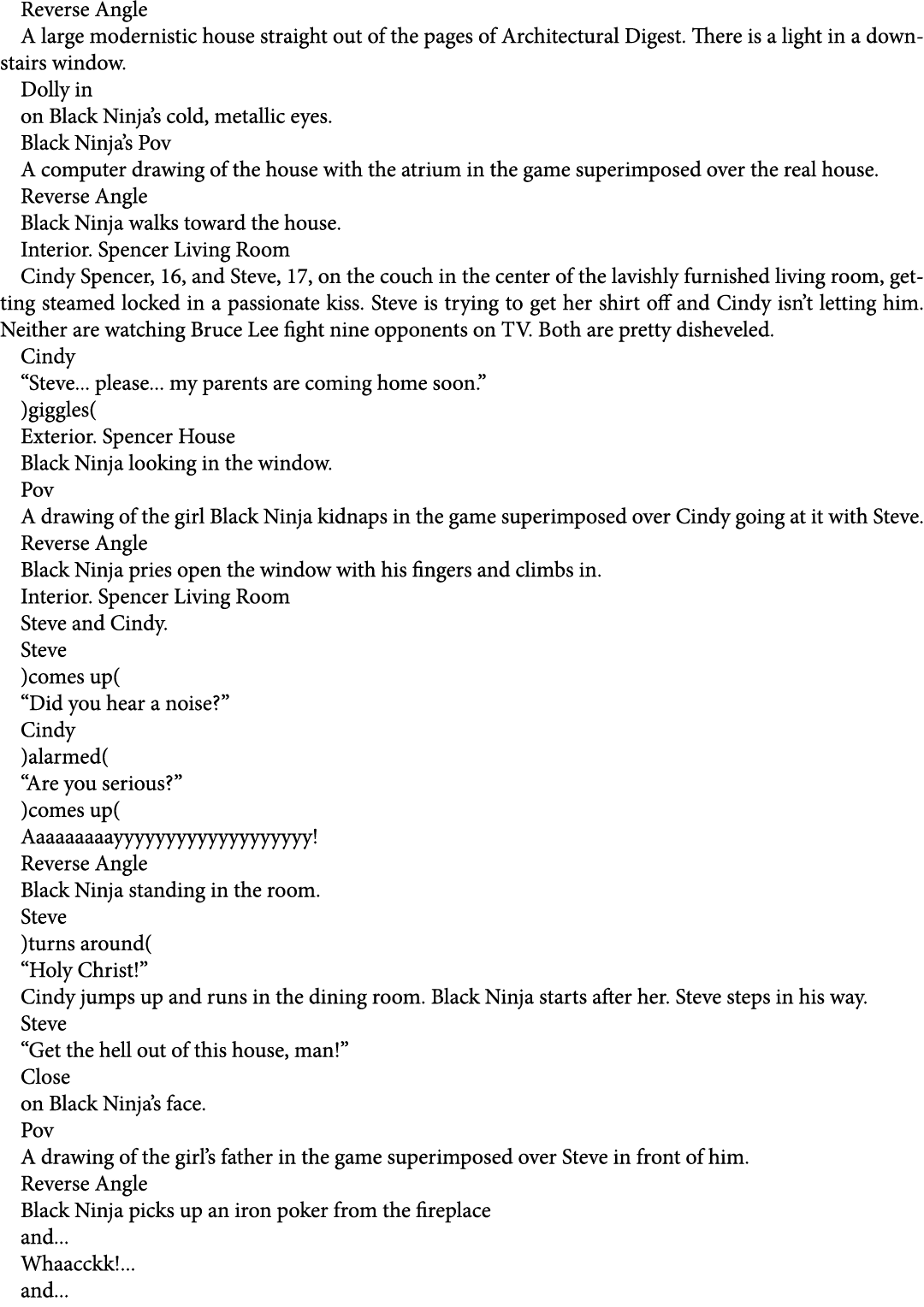 Reverse Angle A large modernistic house straight out of the pages of Architectural Digest. There is a light in a down...