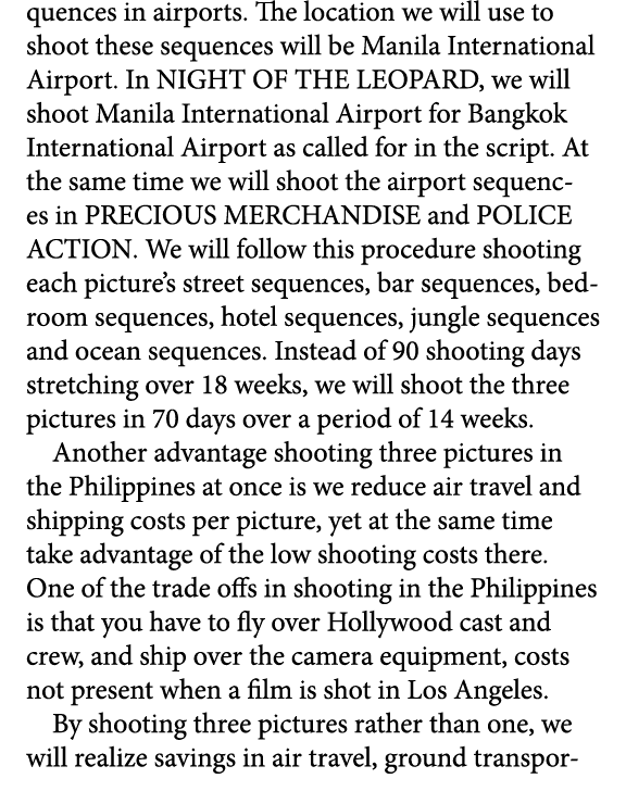 quences in airports. The location we will use to shoot these sequences will be Manila International Airport. In NIGHT...