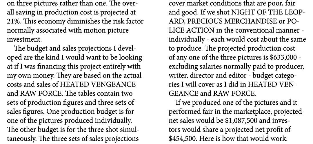 on three pictures rather than one. The overall saving in production cost is projected at 21%. This economy diminishes...