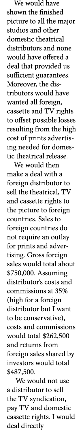 We would have shown the finished picture to all the major studios and other domestic theatrical distributors and none...