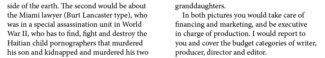 side of the earth. The second would be about the Miami lawyer (Burt Lancaster type), who was in a special assassinati...