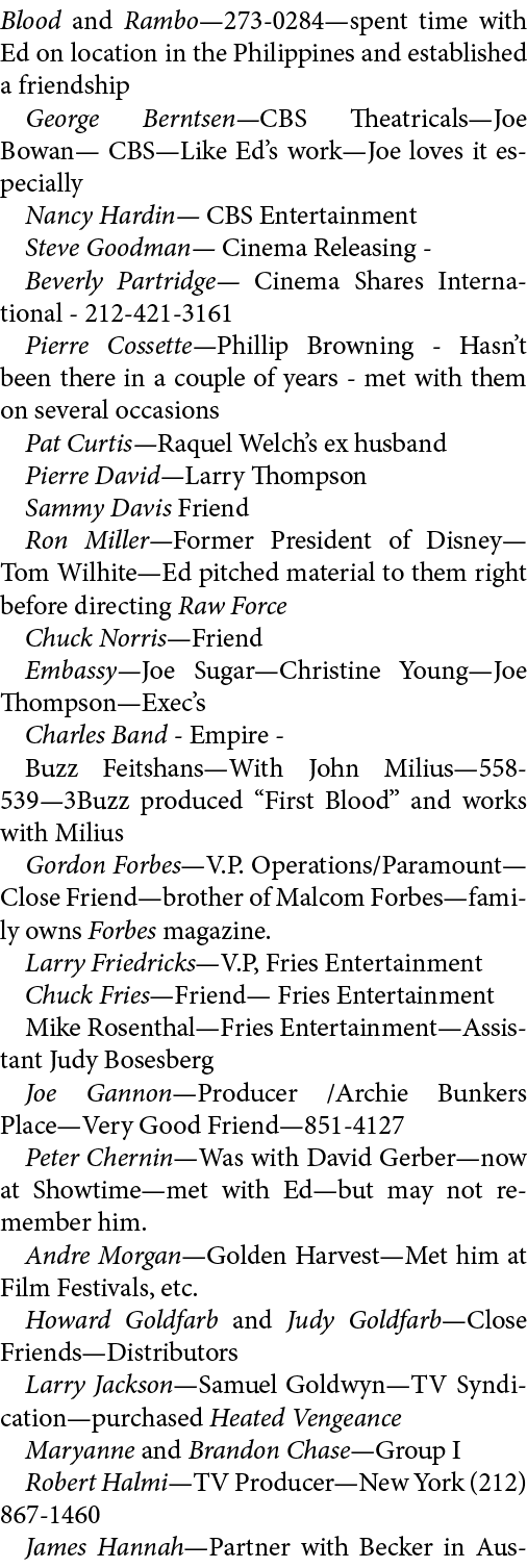 Blood and Rambo—273 0284—spent time with Ed on location in the Philippines and established a friendship George Bernts...