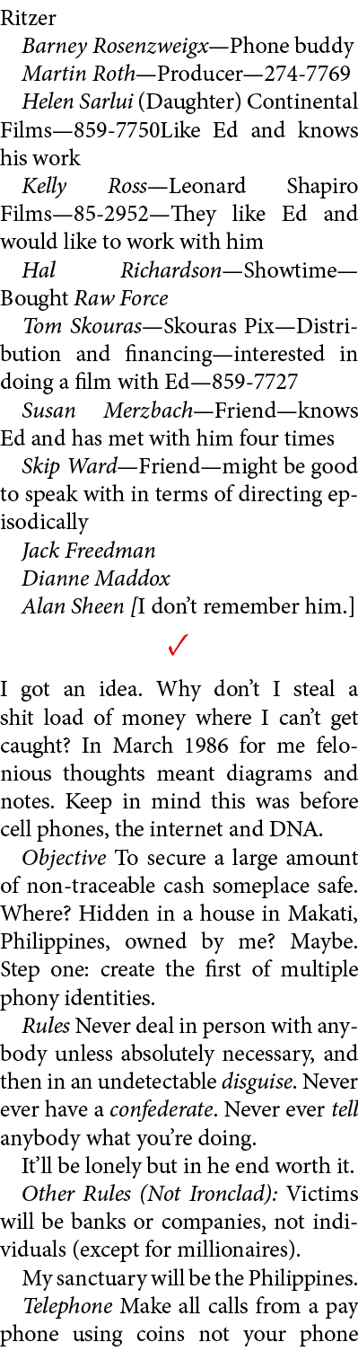 Ritzer Barney Rosenzweigx—Phone buddy Martin Roth—Producer—274 7769 Helen Sarlui (Daughter) Continental Films—859 775...
