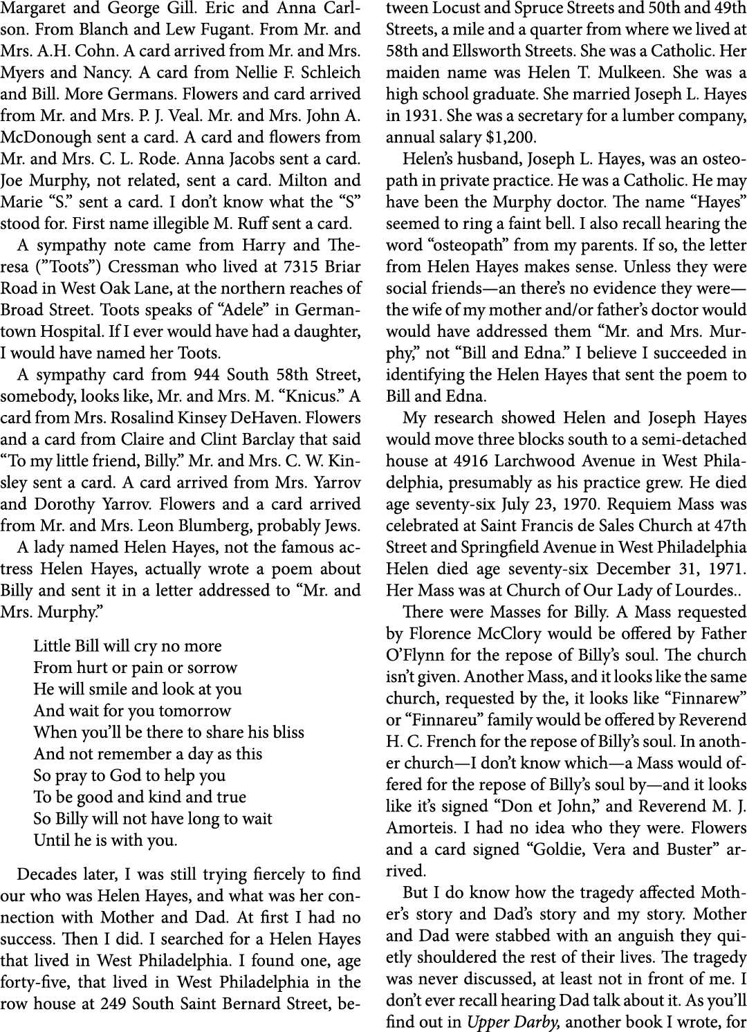 Margaret and ﻿George Gill. Eric and ﻿Anna Carlson. From Blanch and ﻿Lew Fugant. From Mr. and Mrs. ﻿A.H. Cohn. A card ...