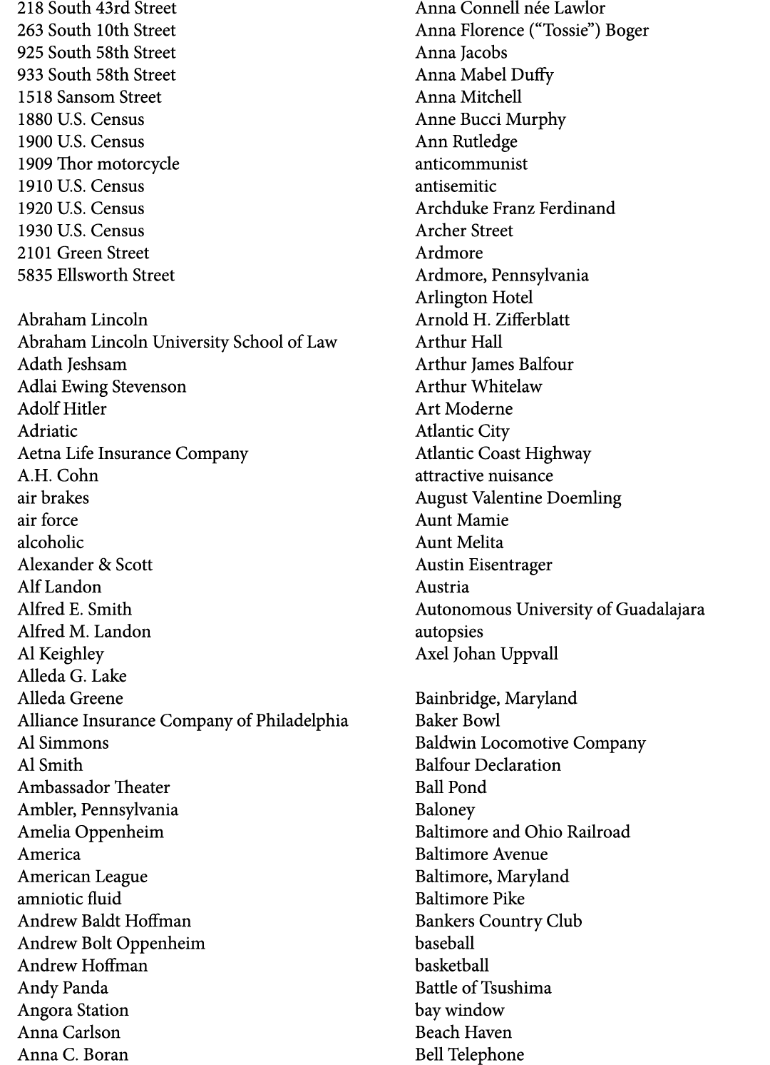 218 South 43rd Street 263 South 10th Street 925 South 58th Street 933 South 58th Street 1518 Sansom Street 1880 U.S. ...