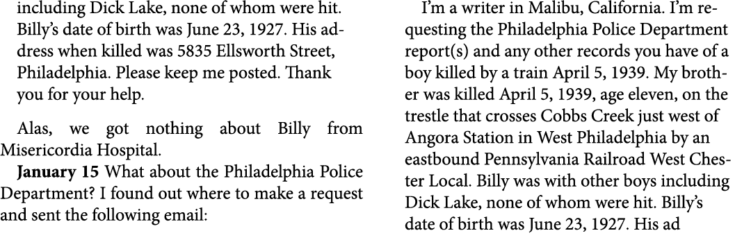 including Dick Lake, none of whom were hit. Billy’s date of birth was June 23, 1927. His address when killed was 5835...