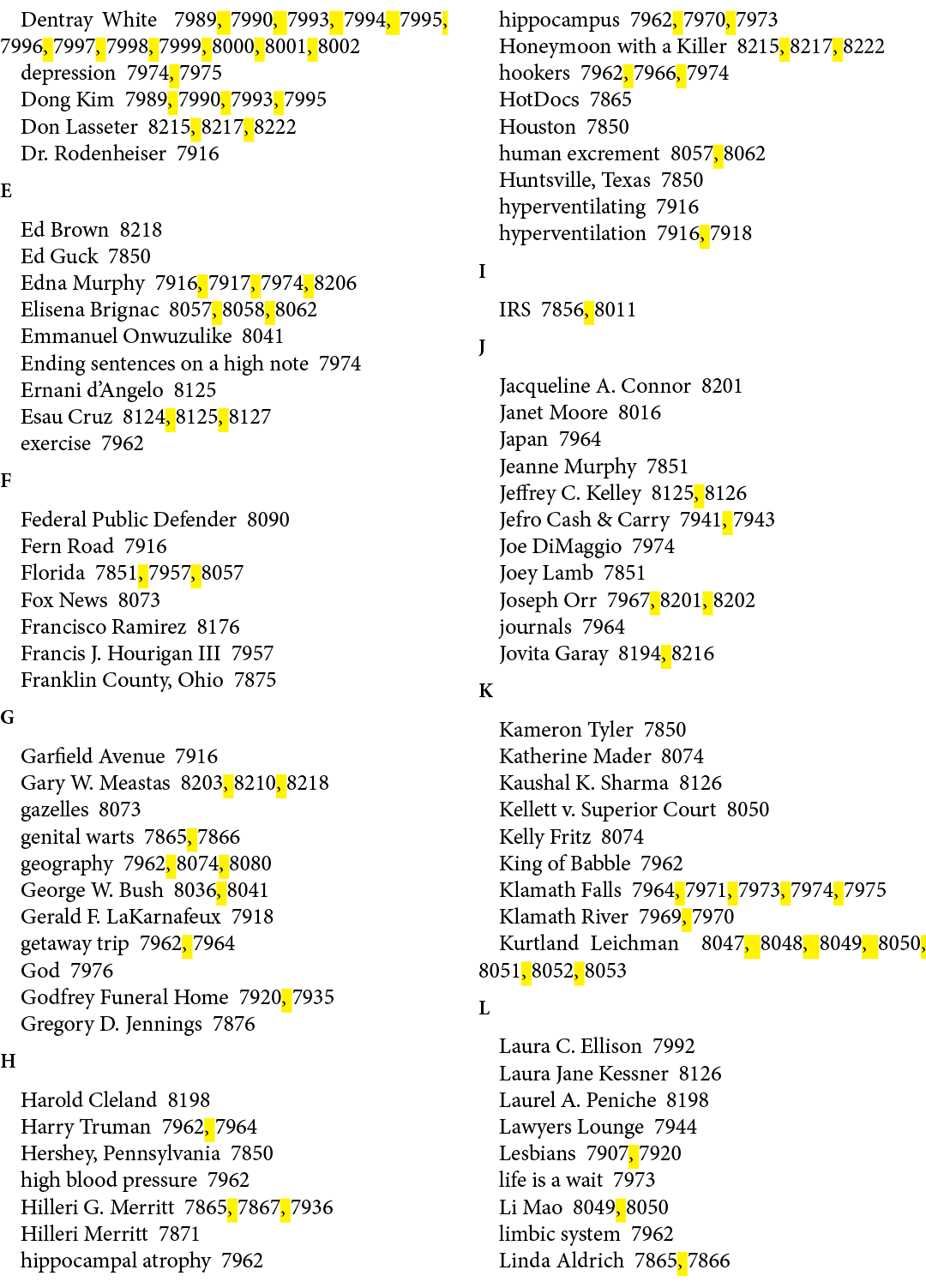 Dentray White 7989, 7990, 7993, 7994, 7995, 7996, 7997, 7998, 7999, 8000, 8001, 8002 depression 7974, 7975 Dong Kim 7...