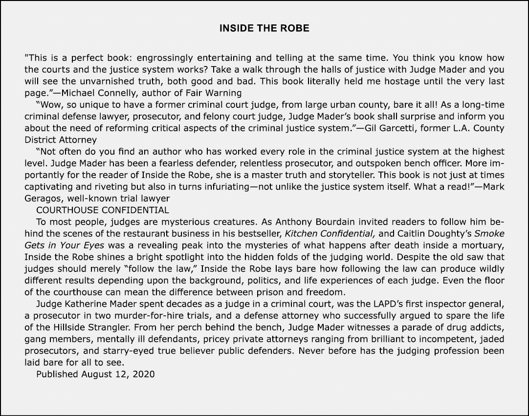 Inside the Robe \“This is a perfect book: engrossingly entertaining and telling at the same time. You think you know ...