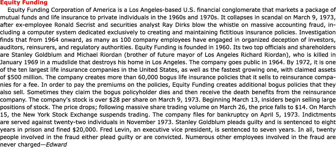 Equity Funding Equity Funding Corporation of America is a Los Angeles-based U.S. financial conglomerate that markets...