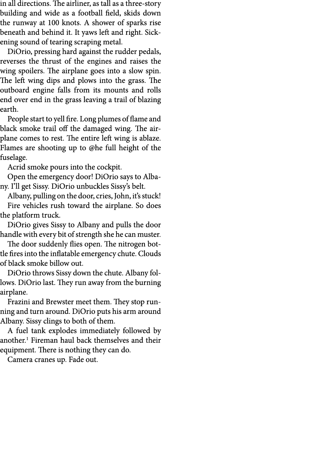 in all directions. The airliner, as tall as a three story building and wide as a football field, skids down the runwa...