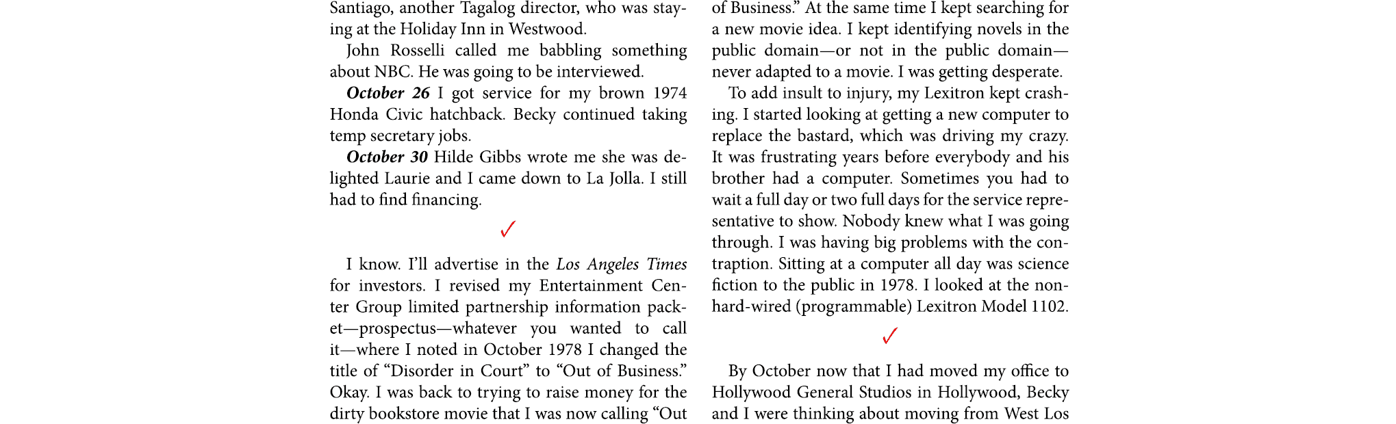 Santiago, another Tagalog director, who was staying at the ﻿Holiday Inn in ﻿Westwood. ﻿John Rosselli called me babbli...