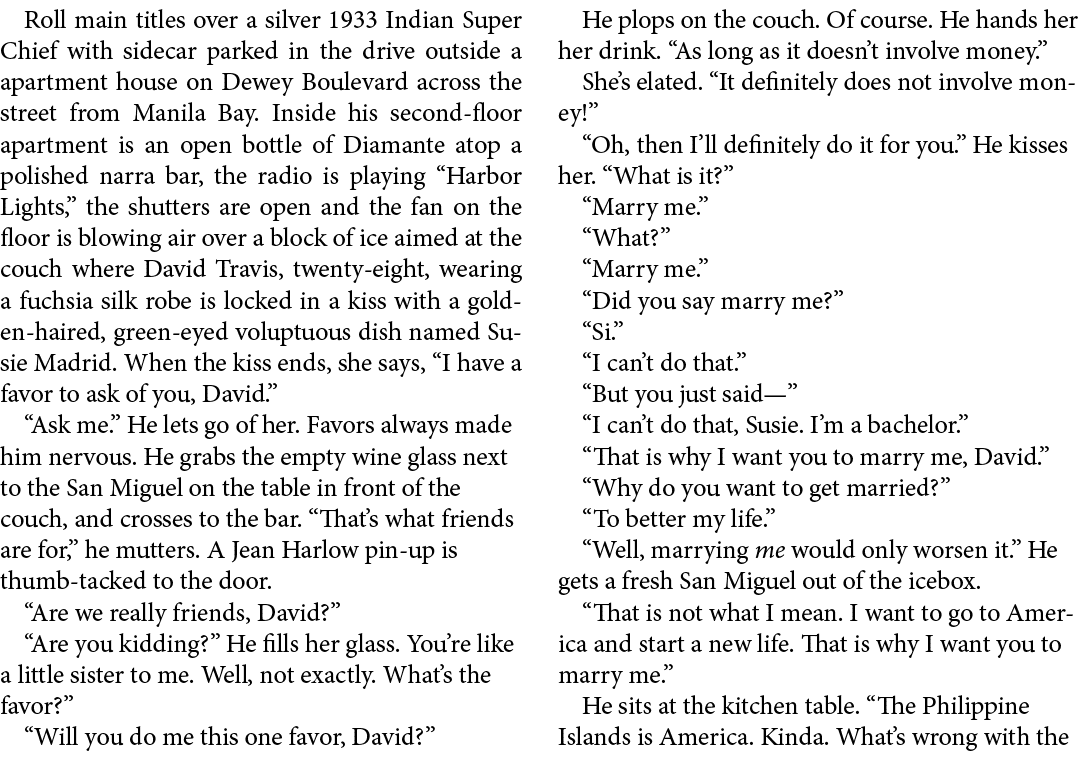 Roll main titles over a silver 1933 Indian Super Chief with sidecar parked in the drive outside a apartment house on ...