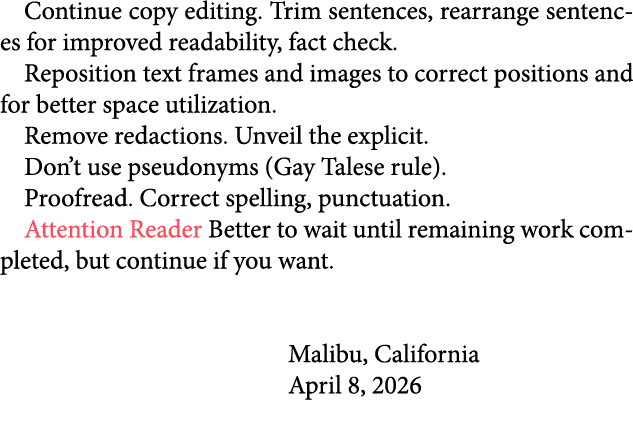 Continue copy editing. Trim sentences, rearrange sentences for improved readability, fact check. Reposition text fram...
