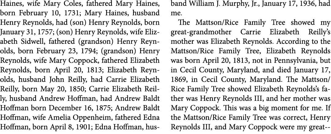Haines, wife Mary Coles, fathered ﻿Mary ﻿Haines, born February 10, 1731; ﻿Mary ﻿Haines, husband Henry Reynolds, had ...