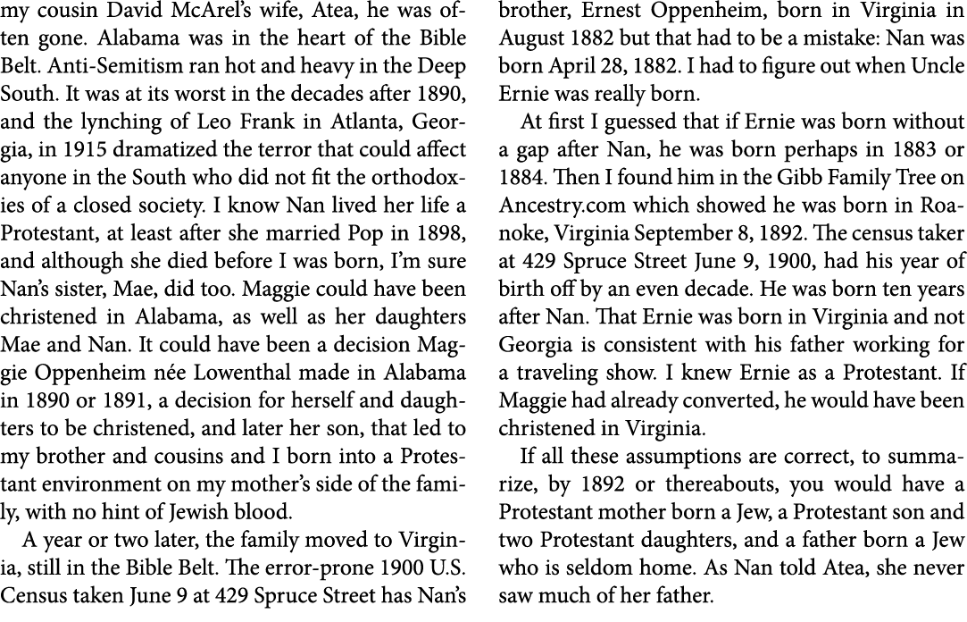 my cousin ﻿David McArel’s wife, Atea, he was often gone. ﻿Alabama was in the heart of the ﻿Bible Belt. Anti Semitism ...