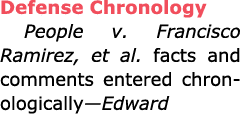 Defense Chronology People v. ﻿﻿Francisco Ramirez, et al. facts and comments entered chronologically—Edward 