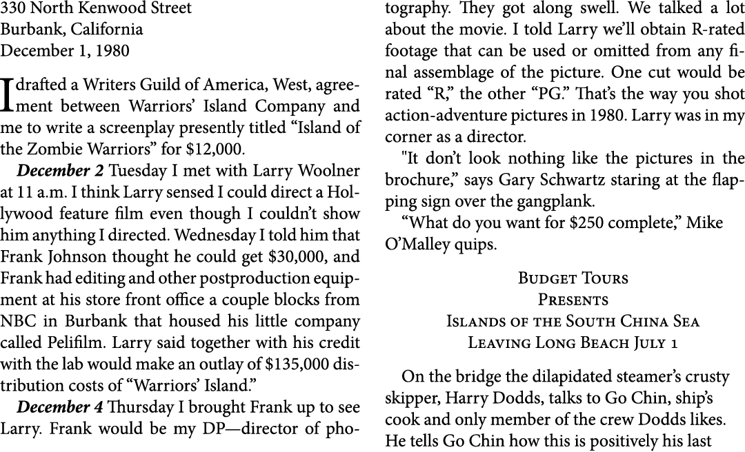 330 North Kenwood Street ﻿Burbank, California December 1, 1980 I drafted a ﻿Writers Guild of America, West, agreement...