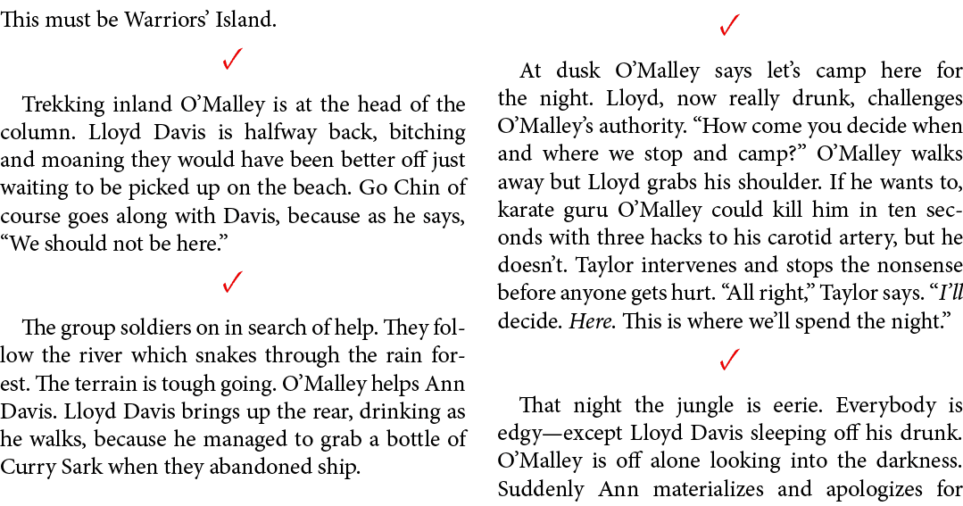 This must be ﻿Warriors’ Island. ✓ Trekking inland ﻿O’Malley is at the head of the column. Lloyd Davis is halfway back...