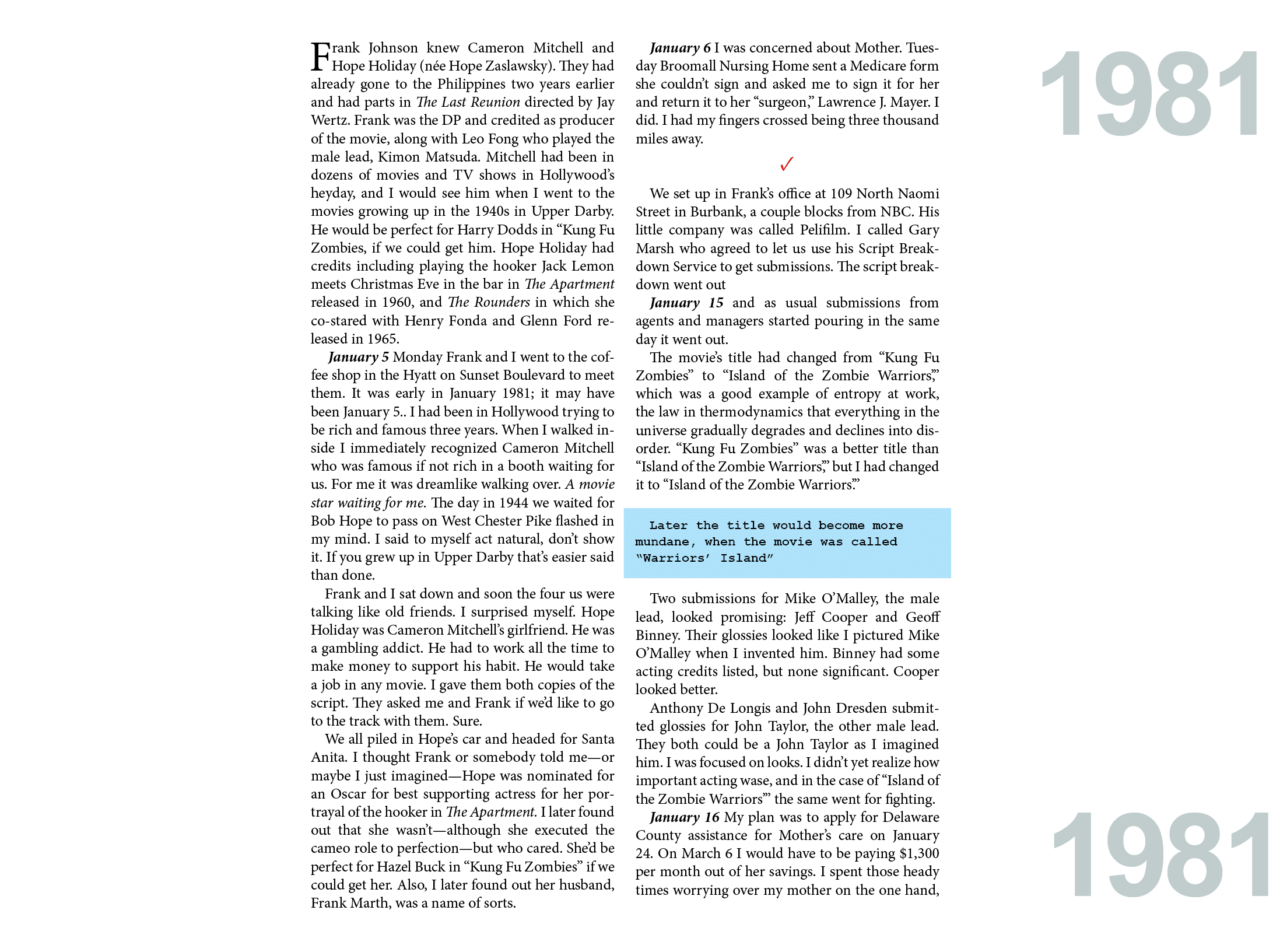 Frank Johnson knew ﻿Cameron Mitchell and ﻿Hope Holiday (n e Hope Zaslawsky). They had already gone to the ﻿Philippine...