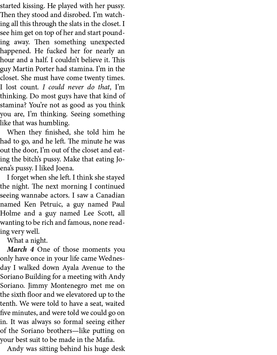 started kissing. He played with her pussy. Then they stood and disrobed. I’m watching all this through the slats in t...