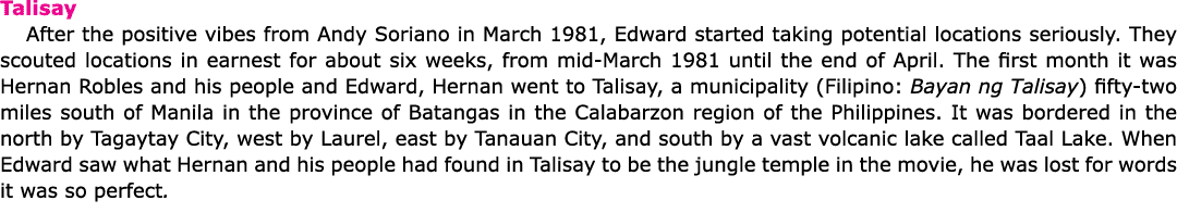 Talisay After the positive vibes from ﻿Andy Soriano in March 1981, Edward started taking potential locations serious...
