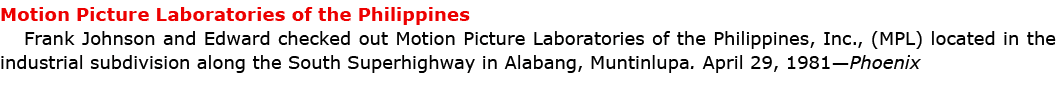 Motion Picture Laboratories of the ﻿Philippines Frank Johnson and Edward checked out ﻿Motion Picture Laboratories of ...