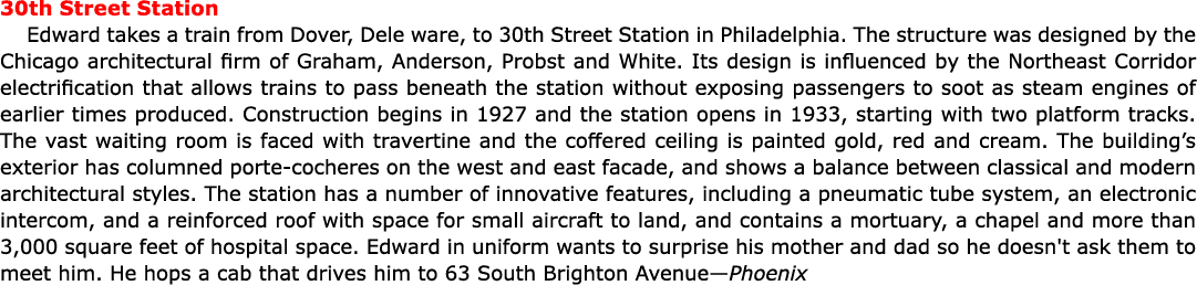 30th Street Station Edward takes a train from Dover, Dele ware, to 30th Street Station in Philadelphia. The structure...