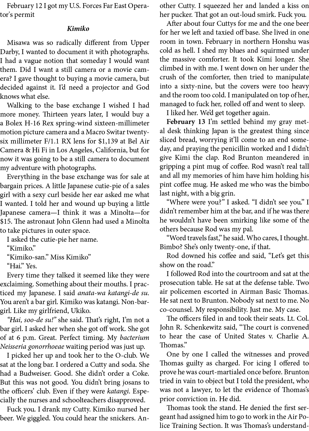 February 12 I got my U.S. Forces Far East Operator's permit ﻿Kimiko Misawa was so radically different from ﻿﻿﻿Upper D...
