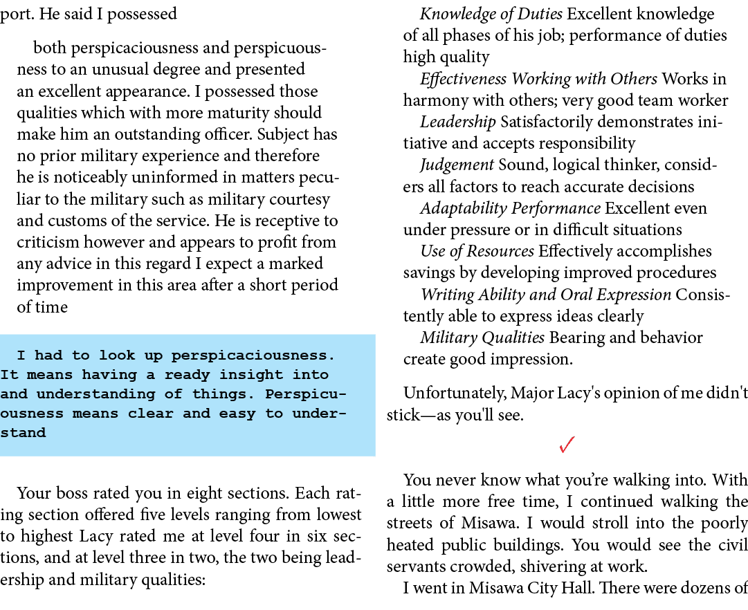 port. He said I possessed both perspicaciousness and perspicuousness to an unusual degree and presented an excellent ...