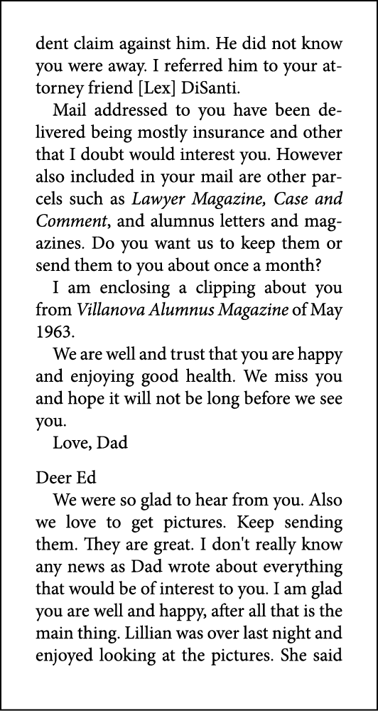 dent claim against him. He did not know you were away. I referred him to your attorney friend [Lex] DiSanti. Mail add...
