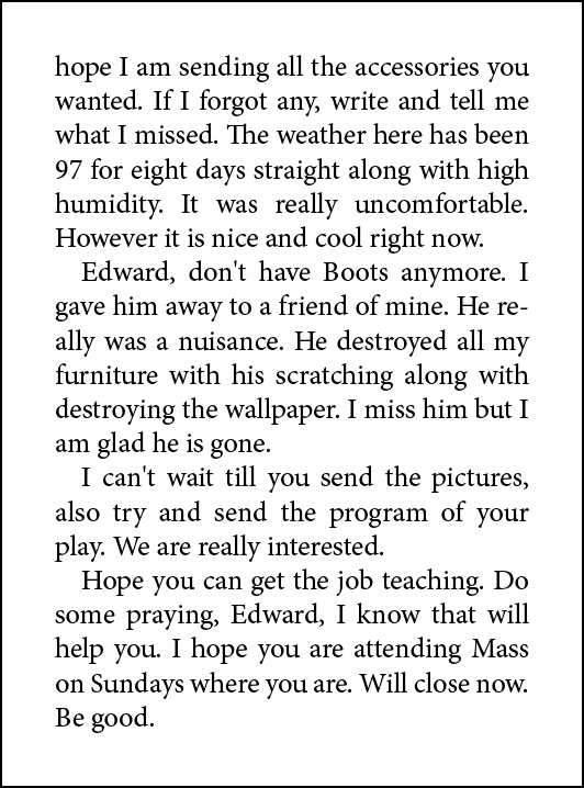 hope I am sending all the accessories you wanted. If I forgot any, write and tell me what I missed. The weather here ...