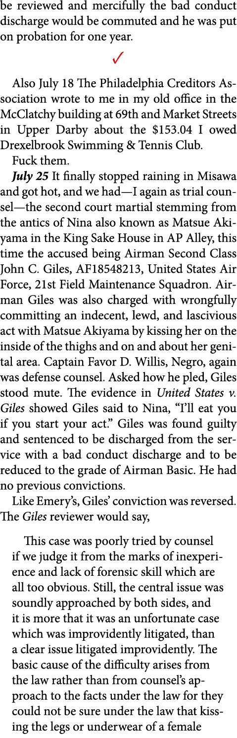 be reviewed and mercifully the bad conduct discharge would be commuted and he was put on probation for one year. ✓ Al...