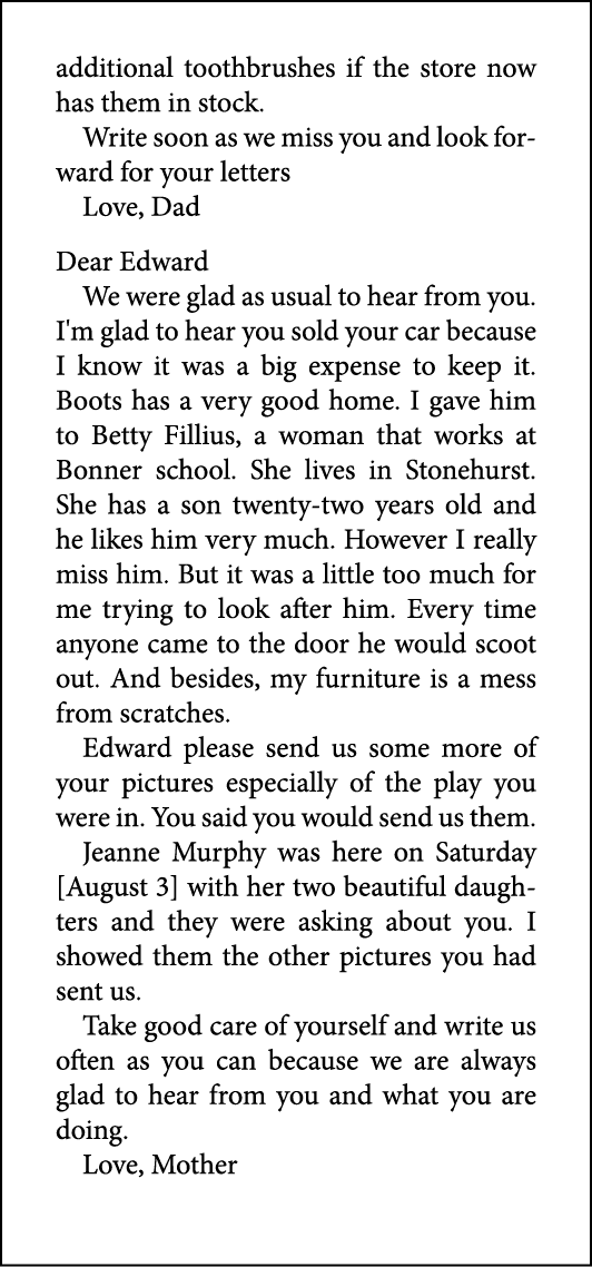 additional toothbrushes if the store now has them in stock. Write soon as we miss you and look forward for your lette...