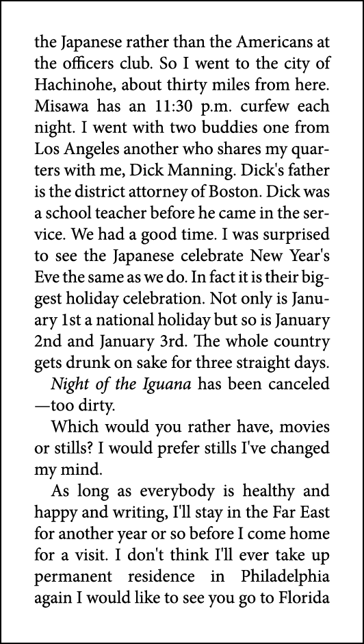the Japanese rather than the Americans at the officers club. So I went to the city of ﻿Hachinohe, about thirty miles ...