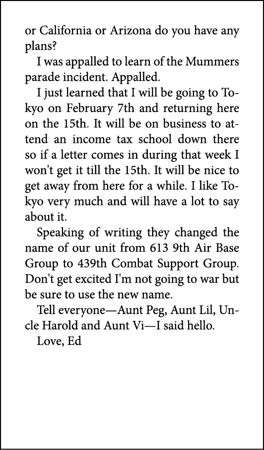 or California or Arizona do you have any plans? I was appalled to learn of the Mummers parade incident. Appalled. I j...