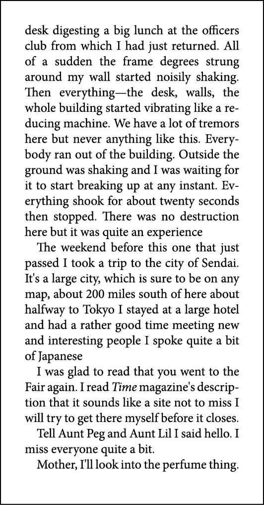 desk digesting a big lunch at the officers club from which I had just returned. All of a sudden the frame degrees str...