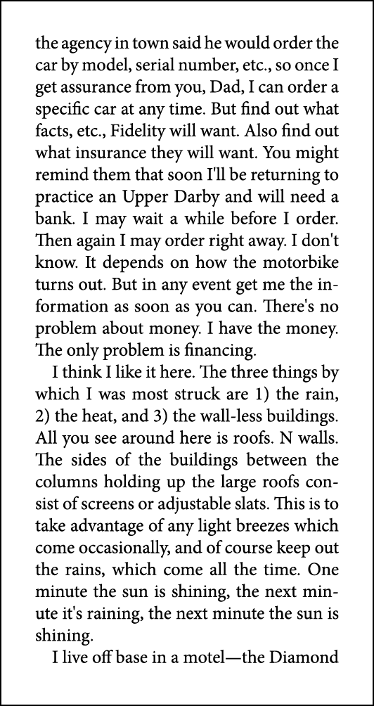 the agency in town said he would order the car by model, serial number, etc., so once I get assurance from you, Dad, ...