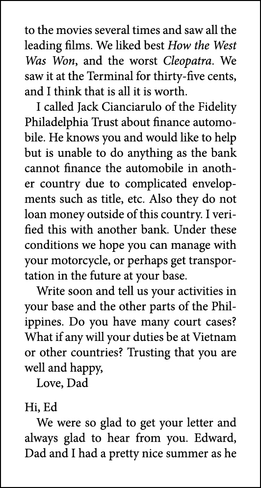 to the movies several times and saw all the leading films. We liked best ﻿How the West Was Won, and the worst ﻿Cleopa...