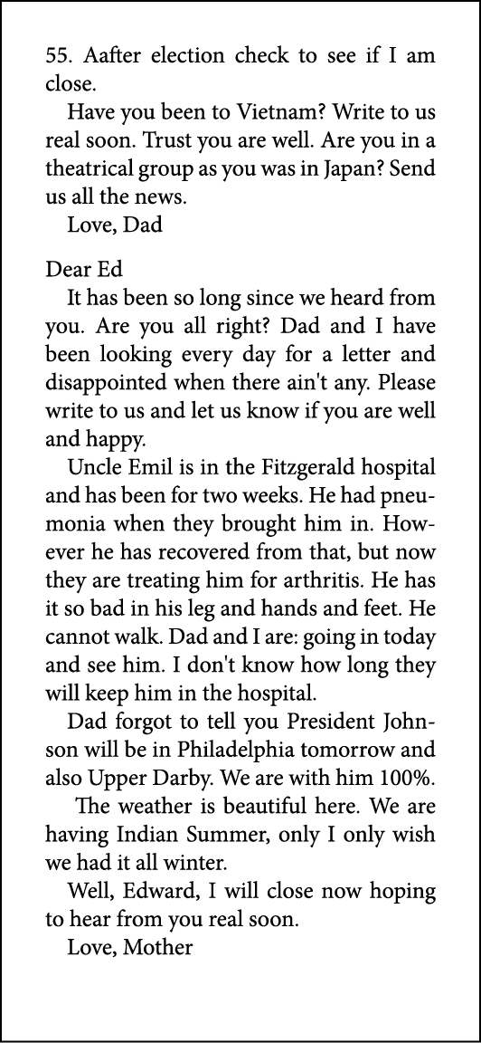 55. Aafter election check to see if I am close. Have you been to Vietnam? Write to us real soon. Trust you are well. ...