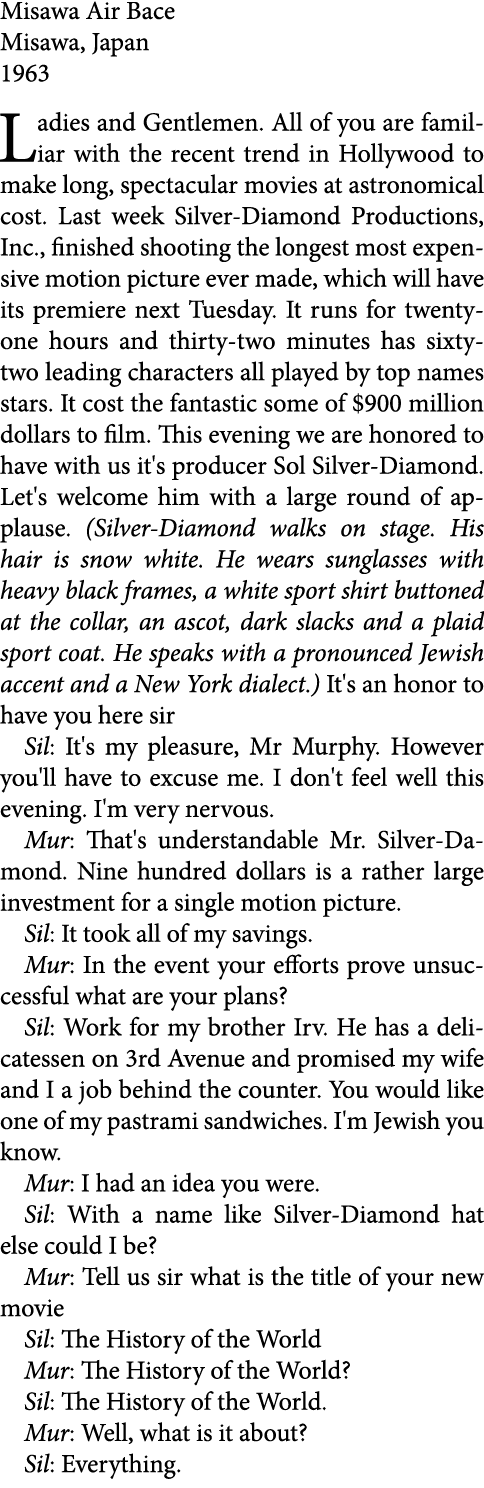 Misawa Air Bace Misawa, Japan 1963 Ladies and Gentlemen. All of you are familiar with the recent trend in Hollywood t...