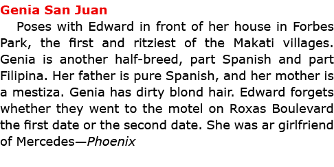 Genia ﻿San Juan Poses with Edward in front of her house in ﻿﻿Forbes Park, the first and ritziest of the ﻿Makati vill...