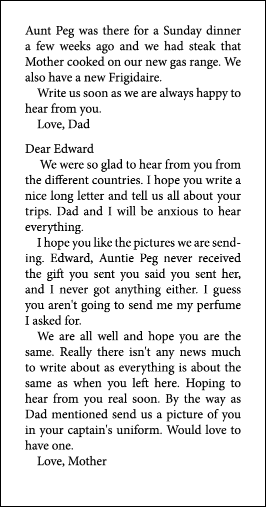 Aunt Peg was there for a Sunday dinner a few weeks ago and we had steak that Mother cooked on our new gas range. We a...