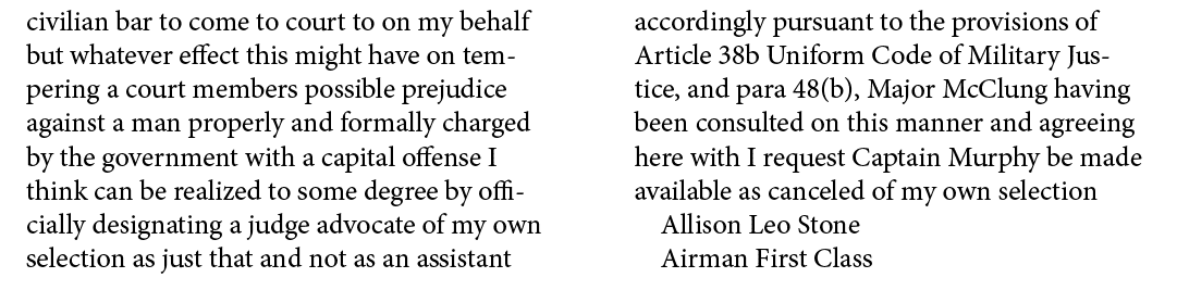 civilian bar to come to court to on my behalf but whatever effect this might have on tempering a court members possib...