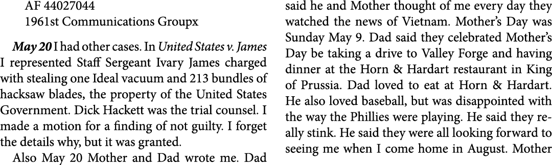 AF 44027044 1961st Communications Groupx May 20 I had other cases. In ﻿United States v. James I represented Staff Ser...