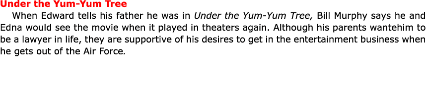 Under the Yum Yum Tree When Edward tells his father he was in ﻿Under the Yum Yum Tree, Bill Murphy says he and Edna ...
