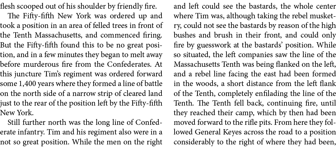 flesh scooped out of his shoulder by friendly fire. The ﻿Fifty fifth New York was ordered up and took a position in a...