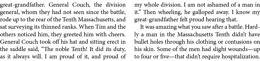 great grandfather. General Couch, the division general, whom they had not seen since the battle, rode up to the rear ...