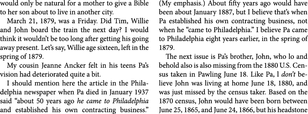 would only be natural for a mother to give a ﻿Bible to her son about to live in another city. March 21, 1879, was a F...