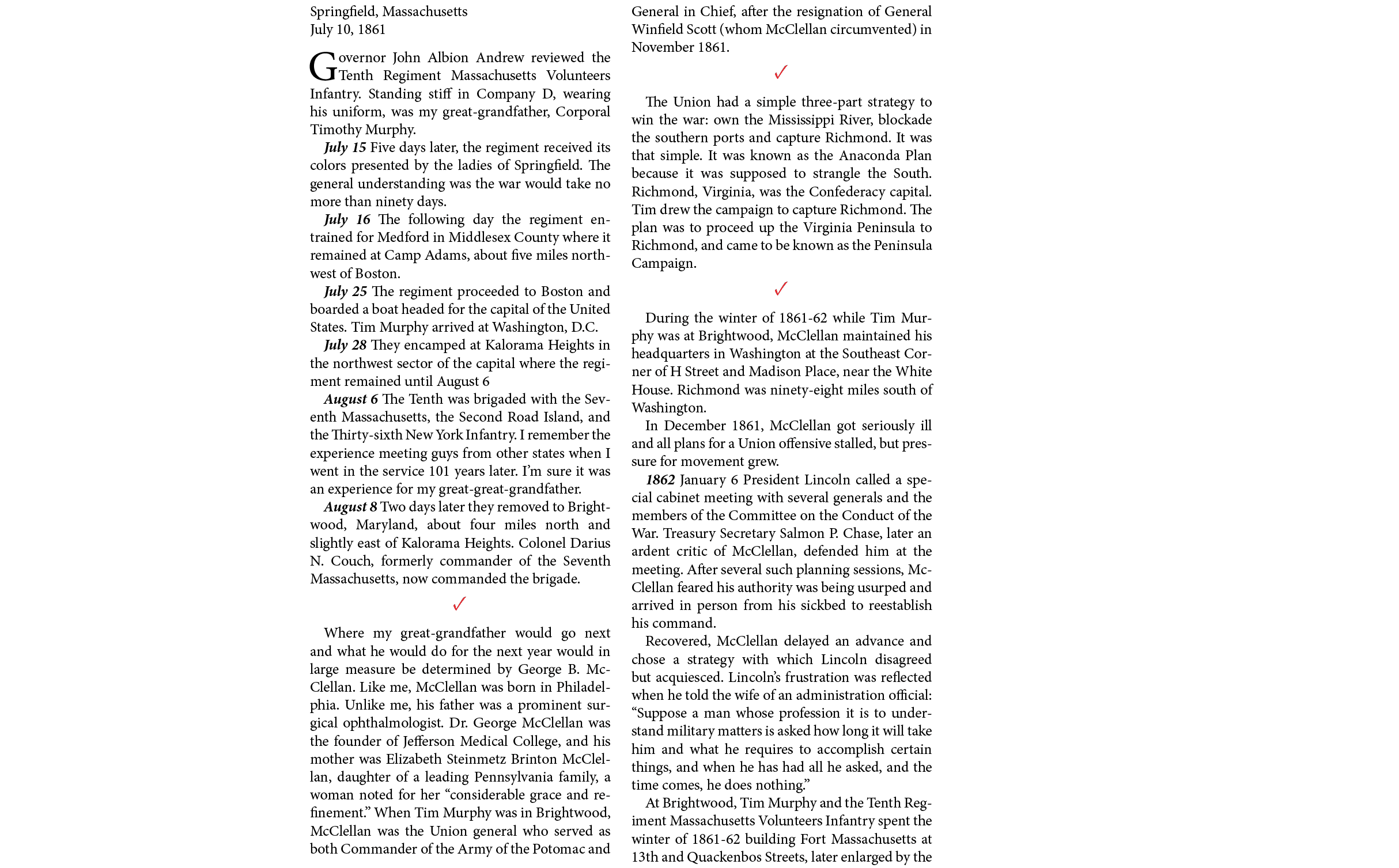 Springfield, Massachusetts July 10, 1861 Governor ﻿John Albion Andrew﻿ reviewed the ﻿Tenth Regiment Massachusetts Vo...