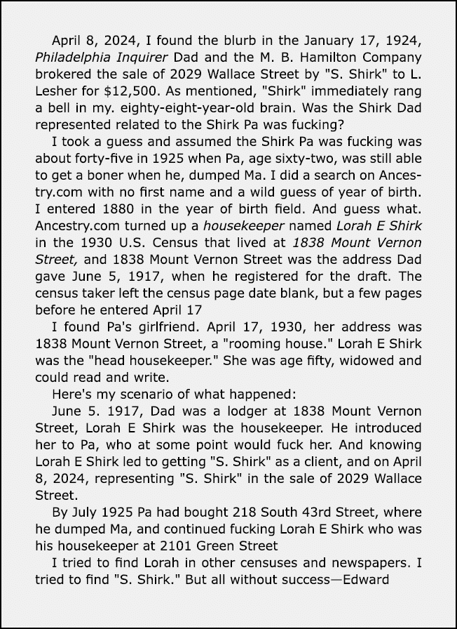 April 8, 2024, I found the blurb in the January 17, 1924, Philadelphia Inquirer Dad and the M. B. Hamilton Company br...